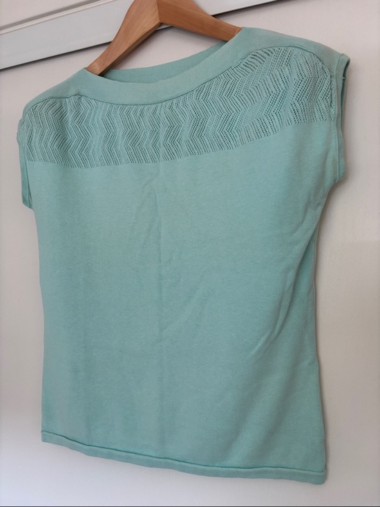 Coldwater Creek Sweaters - Silk & Cotton Cap Sleeve Blue Pastel Sweater Size Small Boatneck Dainty Feminine